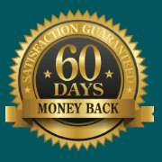 60-day money-back guarantee seal shown in the supplied product presentation